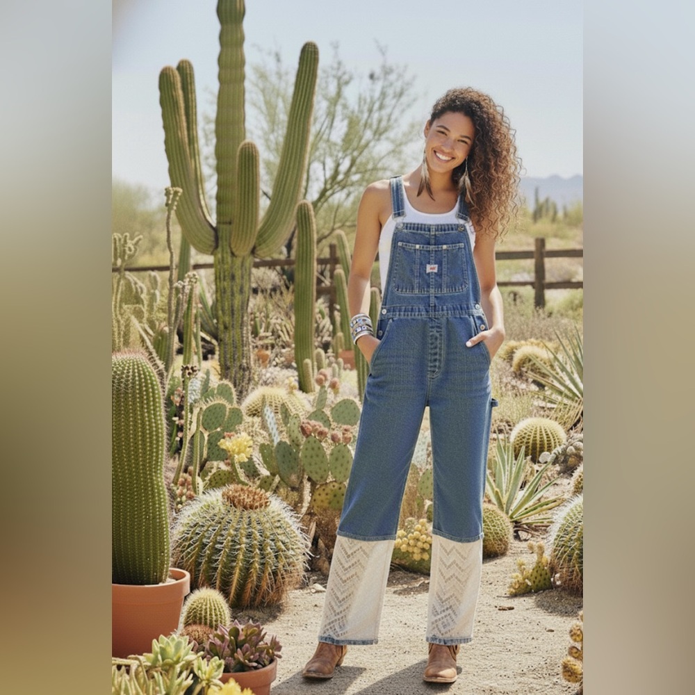 OOAK Artisan Revamped Calvin Klein Overalls Raw Hem & Zigzag Extension L - Picture 11 of 11